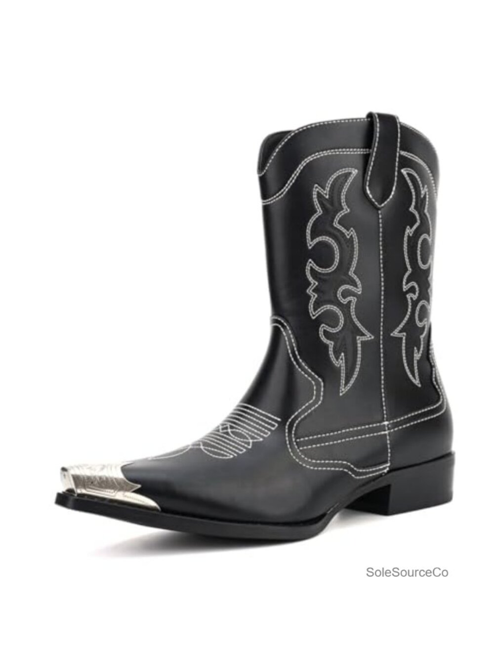 Men's Western Cowboy Boots Faux Leather Pull On Mid-Calf Work
